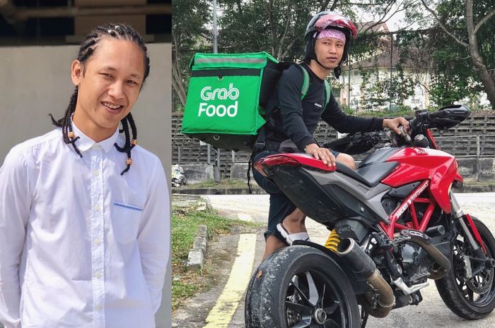 Pengemudi Grab Food tunggangi superbike Ducati Hypermotard 950 untuk Antarkan Makanan