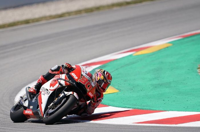 Aksi pembalap LCR Honda Idemitsu, Takaaki Nakagami pada MotoGP Catalunya 2019, Minggu (16/6/2019)