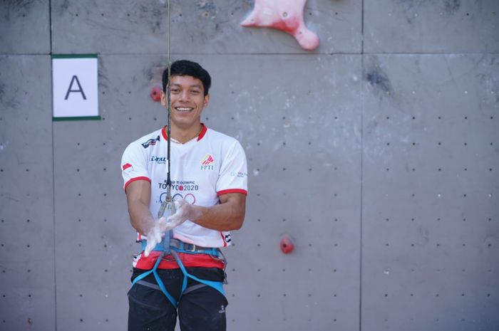 Salah satu atlet panjat tebing Indonesia yang mengikuti prakualifikasi Olimpiade Tokyo 2020