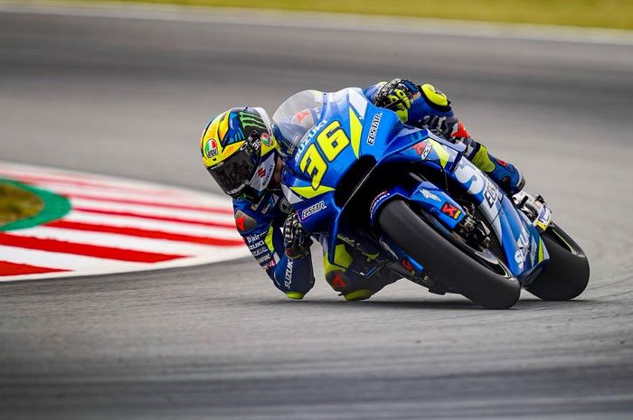 Pembalap Suzuki Ecstar, Joan Mir saat beraksi pada MotoGP Catalunya 2019, Minggu (16/6/2019)