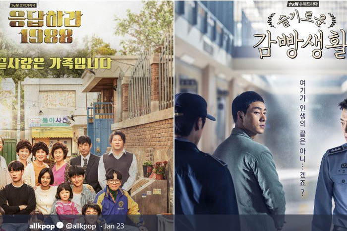 Poster dua k-drama yang disutradarai Shin Won Ho, Reply 1988 (kiri) dan Prison Playbook.