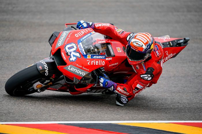 Andrea Dovizioso (Mission Winnow Ducati) kala tampil di Sachsenring untuk mengikuti sesi latihan bebas MotoGP Jerman 2019, Jumat (5/7/2019)