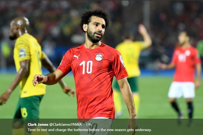 Mohamed Salah saat membela timnas Mesir di Piala Afrika 2019.