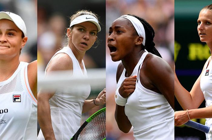 (dari ki-ka) Ashleigh Barty, Simona Halep, Cori Gauff, dan Karolina Pliskova menjaga peluang mereka untuk menjadi juara Wimbledon untuk kali pertama