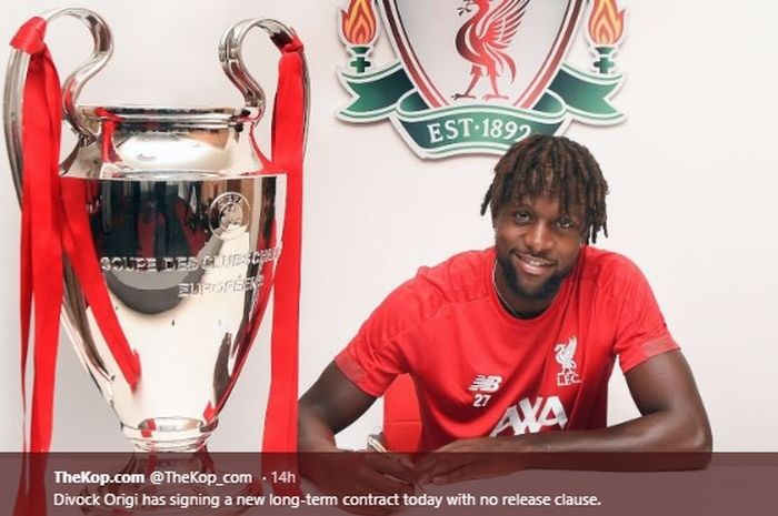 Penyerang Liverpool, Divock Origi, resmi perpanjang kontrak tanpa ada klausul rilis.