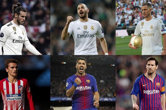 Trio Real Madrid (Gareth Bale, Karim Benzema, Eden Hazard) dan Trio Barcelona ( Antoine Griezmann, Luis Suarez, dan Lionel Messi) akan meramaikan el clasico