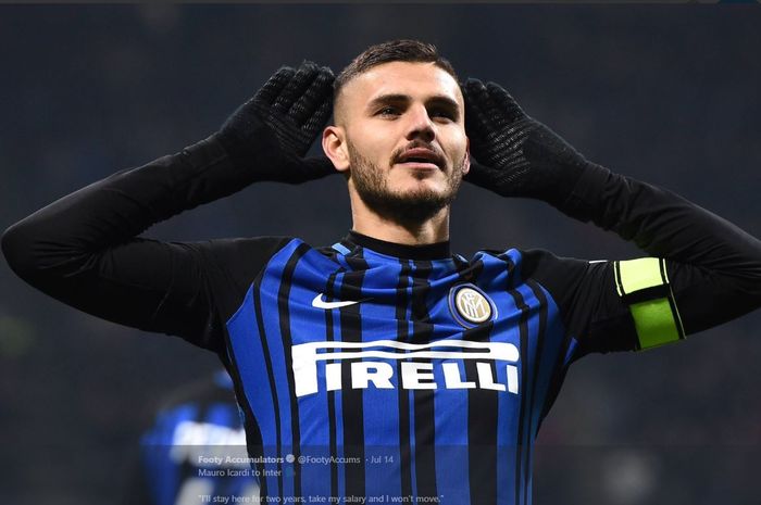 Mauro Icardi saat merayakan golnya untuk Inter Milan.