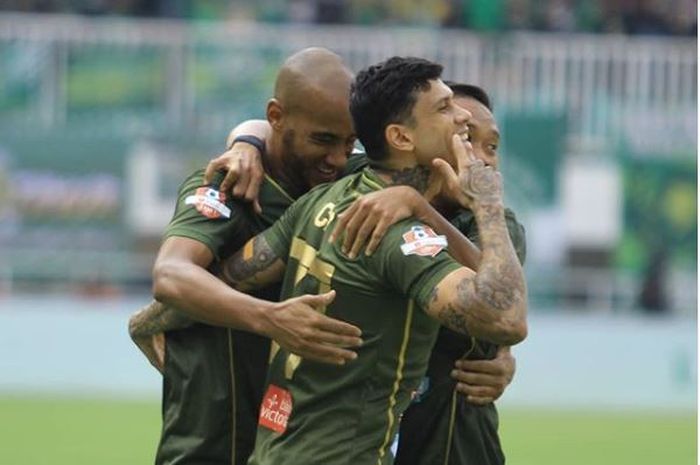 Para pemain Tira Persikabo merayakan gol mereka ke gawang Persija dalam lanjutan Liga 1 2019 di Pakansari, Bogor, 16 Juli 2019. INSTAGRAM.COM/OFFICIALPERSIKABO/