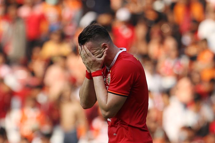 Penyerang Persija Jakarta, Marko Simic pada laga kontra Persib Bandung di Stadion Utama Gelora Bung Karno (SUGBK), Jakarta, Rabu (10/7/2019).