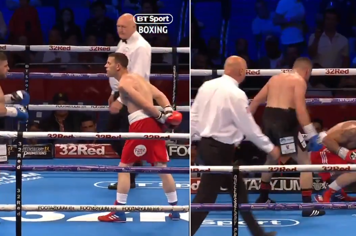 Petinju asal Inggris, Tommy Broadbent langsung dibuat KO oleh lawannya, Florian Marku ketika bertemu di kelas welter pada Sabtu (23/7/2019) di O2 Arena, London.