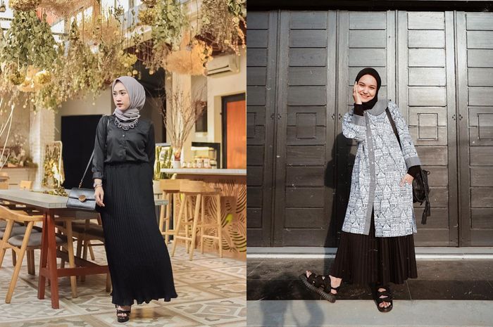 15+ Trend Terbaru Ootd Hijab Pakai Rok Plisket Hitam