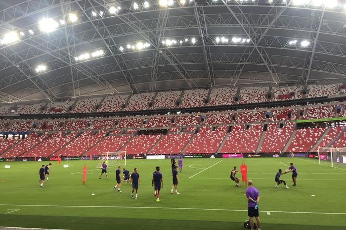 Sesi latihan Tottenham Hotspur jelang lawan Juventus di International Champions Cup 2019 di National Stadium, Singapura, Jumat (19/7/2019).