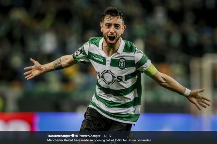 Gelandang Sporting Lisbon, Bruno Fernandes, yang tengah diincar Manchester United.