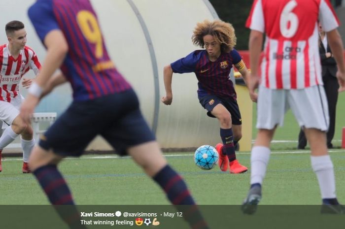 Aksi mantan pemain muda Barcelona, Xavi Simons.