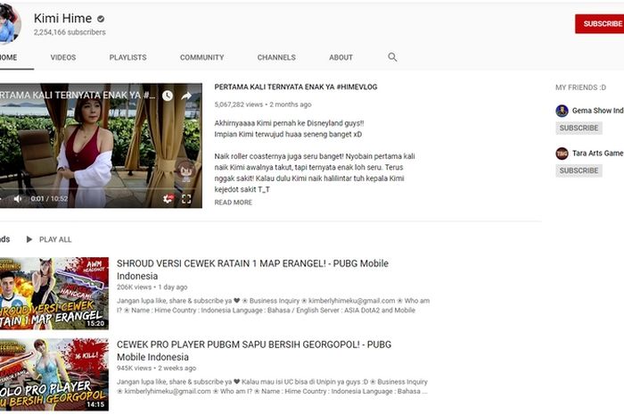 Kanal YouTube Kimi Hime