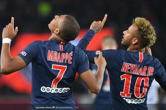 Duo penyerang Paris Saint-Germain (PSG), Kylian Mbappe dan Neymar.