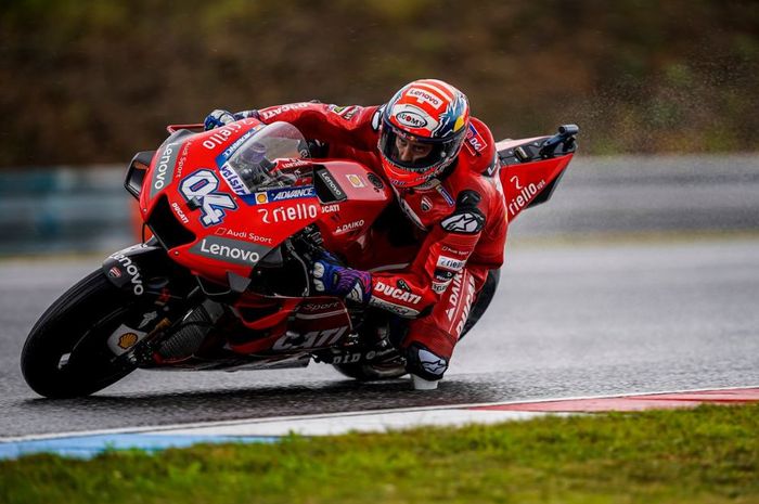 Aksi Pembalap Mission Winnow Ducati, Andrea Dovizioso saat babak kualifikasi MotoGP Republik Ceska 2019, Sabtu (3/8/2019)