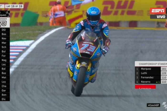 Pembalap Marc VDS, Alex Marquez, memenangi Moto2 Republik Ceska 2019, Minggu (4/8/2019).