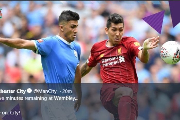 Duel Manchester City versus Liverpool dalam Community Shield di Stadion Wembley, Minggu (4/8/2019).