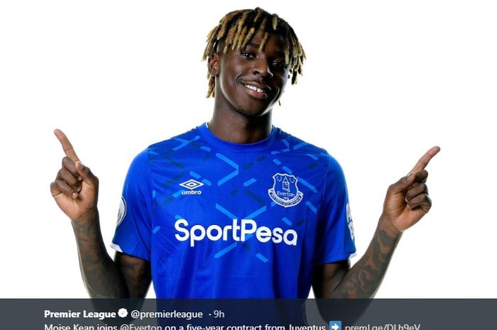 Everton resmi mendapatkan penyerang muda Juventus, Moise Kean, pada bursa transfer musim panas ini.