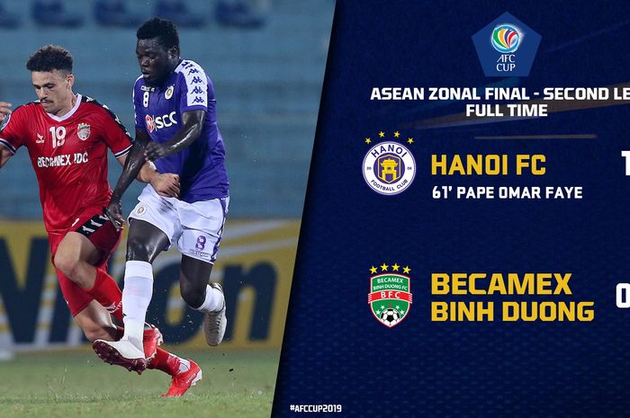 Hanoi FC vs Becamex Binh Duong pada laga final Piala AFC Zona ASEAN.