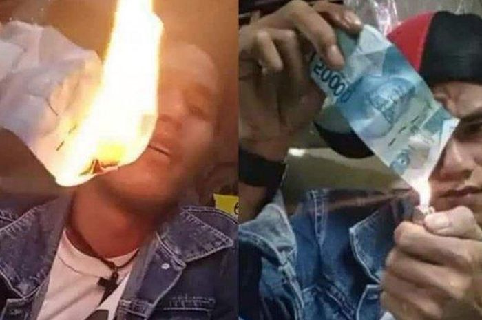 Aksi Pembakaran Uang Kertas yang Dilakukan Oleh Seorang Pria Berhasil Viral di Media Sosial