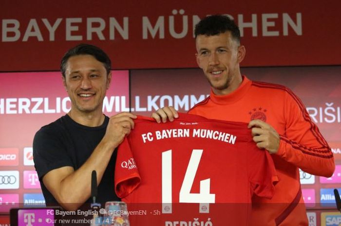 Ivan Perisic diperkenalkan sebagai pemain baru Bayern Muenchen pada 14 Agustus 2019 bersama pelatih Niko Kovac.