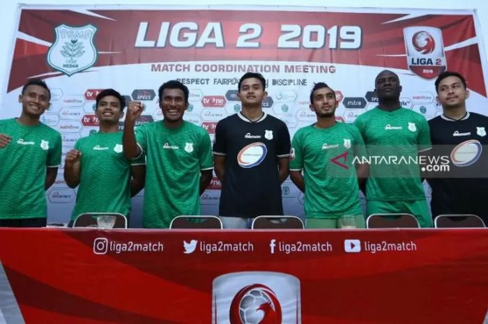 Suasana perkenalan tujuh pemain baru PSMS Medan untuk putaran kedua Liga 2 2019.