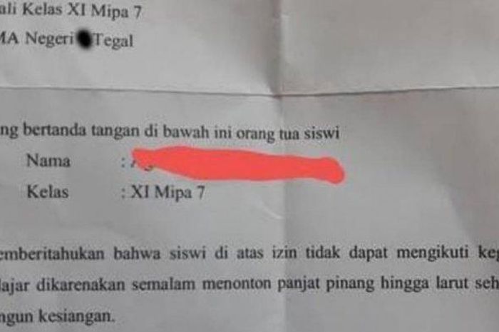 Bangun Kesiangan Gara Gara Nonton Panjat Pinang Viral Surat