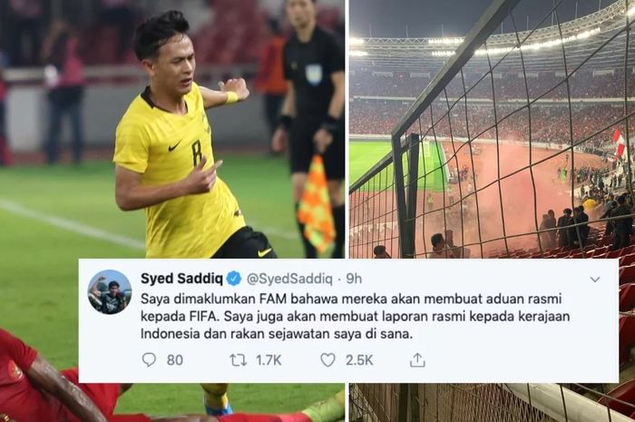 Menteri Pemuda dan Olahraga Malaysia Syed Saddiq berkomentar via akun Twitter terkait kericuhan suporter dalam laga Timnas Indonesia versus Timnas Malaysia di Stadion Utama Gelora Bung Karno (GBK), Senayan, Jakarta, Kamis (5/9/2019) malam WIB.