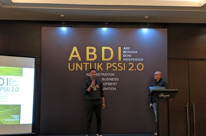 Deklarasi Arif Putra Wicaksono dan Doni Setiabudi sebagai Calon Ketua dan Wakil Ketua Umum PSSI di Hotel Fairmont, Jakarta, Senin (9/9/2019).