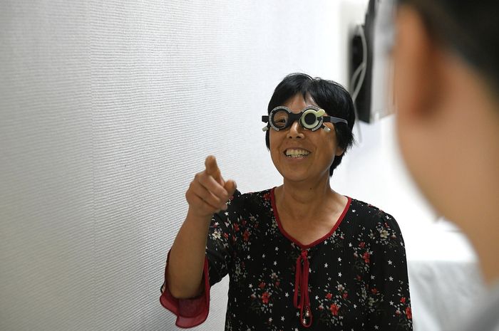 Huang Yuanzhen menjalani pemeriksaan penglihatan di rumah Rumah Sakit Wuhan Union, Wuhan, Hubei, pada 3 September 2019.