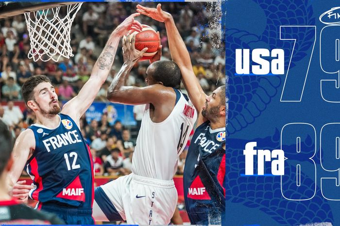 Timnas Basket Amerika Serikat menderita kekalahan 79-89 dari Prancis pada perempat final Piala Dunia Basket 2019, Rabu (11/9/2019).