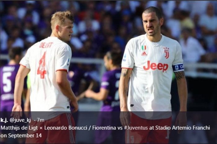 Bek Juventus, Matthijs de Ligt, dalam laga kontra Fiorentina di Artemio Franchi, Sabtu (14/9/2019).