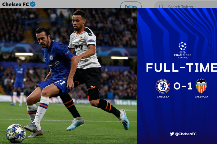 Chelsea kalah 0-1 dari Valencia pada matchday 1 Liga Champions, Selasa (17/9/2019) di Stamford Bridge, London.