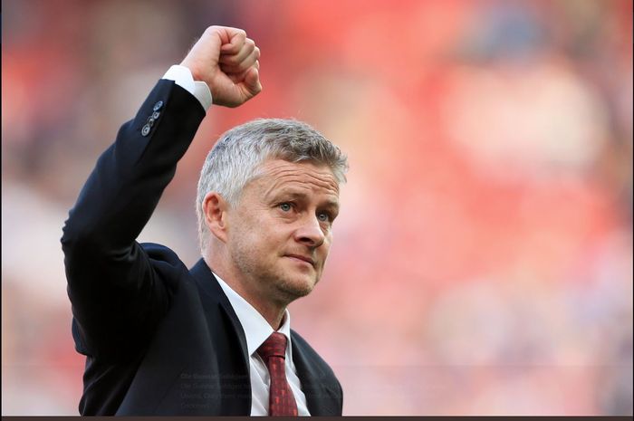 Ekspresi pelatih Manchester United, Ole Gunnar Solskjaer.