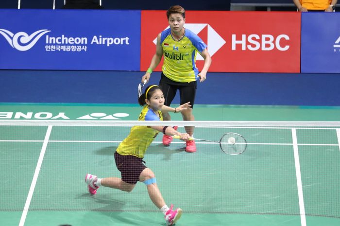 Greysia Polii/Apriyani Rahayu ketika berlaga pada babak kesatu Korea Open 2019 Rabu (25/9/2019).