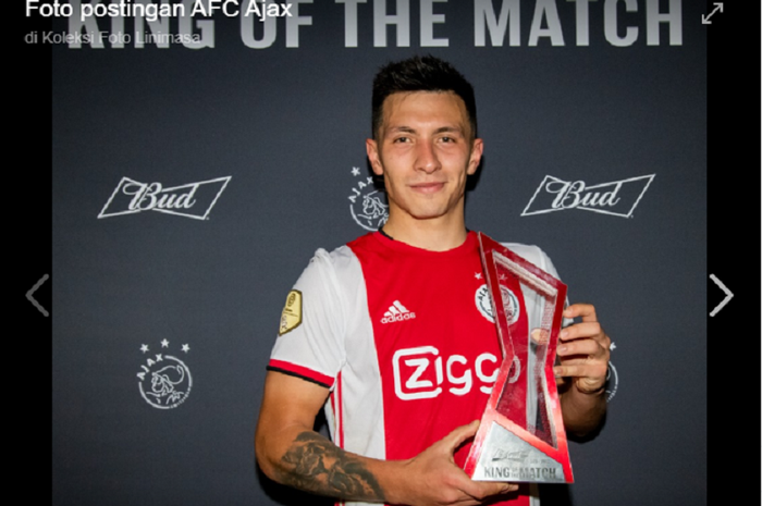 Pemain Ajax, Lisandro Martinez menjadi Man of The Match saat laga kontra FC Groningen pada pekan kedelapan Liga Belanda 2019-2020, Minggu (29/9/2019) malam WIB.