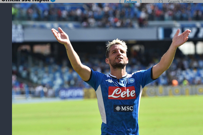 Dries Mertens mencetak gol ke-114 untuk Napoli saat menang 2-1 atas Brescia, Minggu (29/9/2019) di San Paolo.