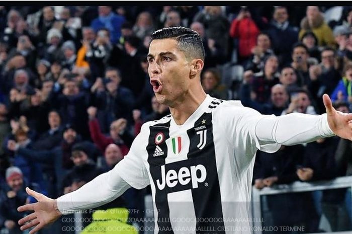 Cristiano Ronaldo merayakan golnya untuk Juventus.