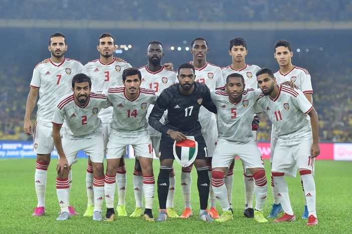  Skuat timnas Uni Emirat Arab (UEA) saat dijamu timnas Malaysia, di Stadion Bukit Jalil, Kuala Lumpur, 10 September 2019.