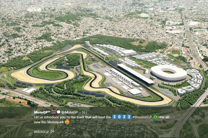Tampak atas dari Sirkuit baru Brasil, Rio Motorpark, yang akan menggelar balapan MotoGP mulai musim 2022. 