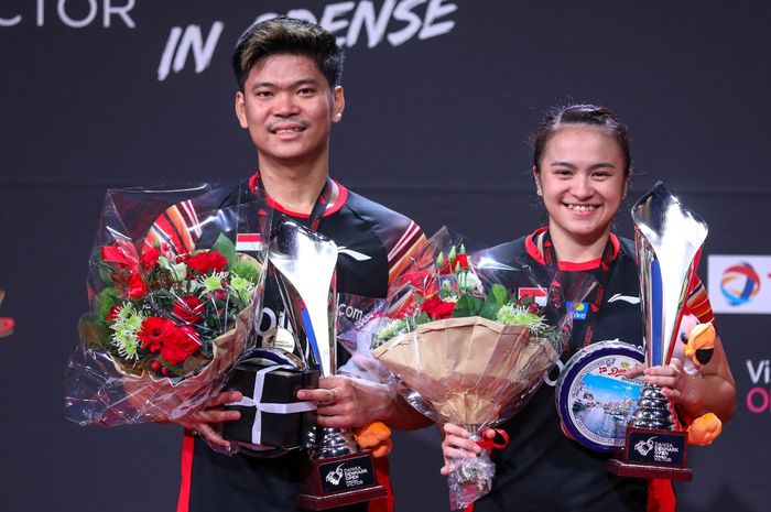 Ganda campuran Indonesia, praveen Jordan/Melati Daeva Oktavianti saat menjuarai Denmark Open 2019, Minggu (20/10/2019)