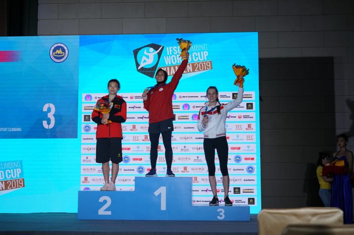 Aries Susanti Rahayu, raih podium pertama di Kejuaraan Dunia Panjat Dinding di Xianmen, China