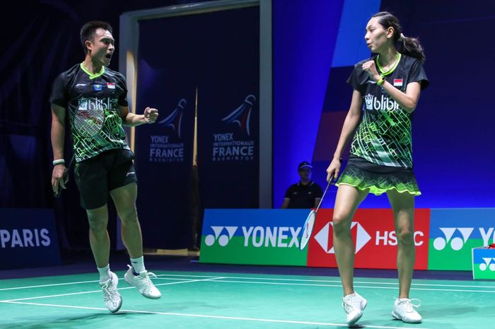 Pasangan ganda campuran Indonesia, Hafiz Faizal/Gloria Emanuelle Widjaja, pada babak pertama French Open 2019 di Stade Pierre de Coubertin, Paris, Prancis, Selasa (22/10/2019).