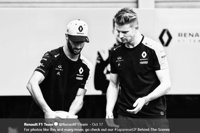 Pembalap Renault di Formula 1 musim 2020, Daniel Ricciardo (kiri) dan Nico Hulkenberg.