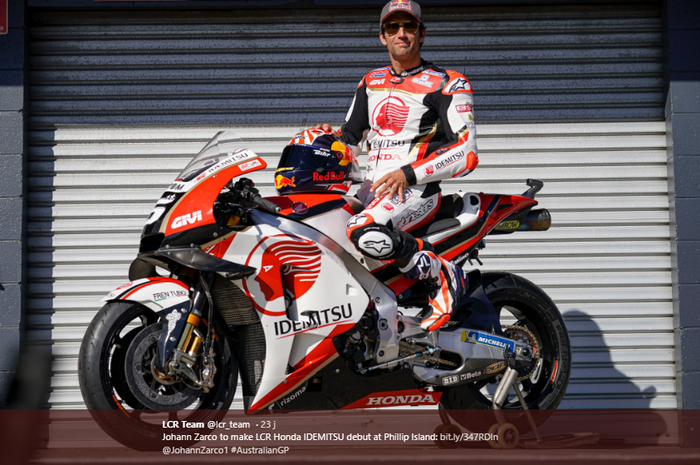 Sosok Johann Zarco di balik balutan kostum khas LCR Honda Idemitsu menjelang bergulirnya MotoGP Australia 2019