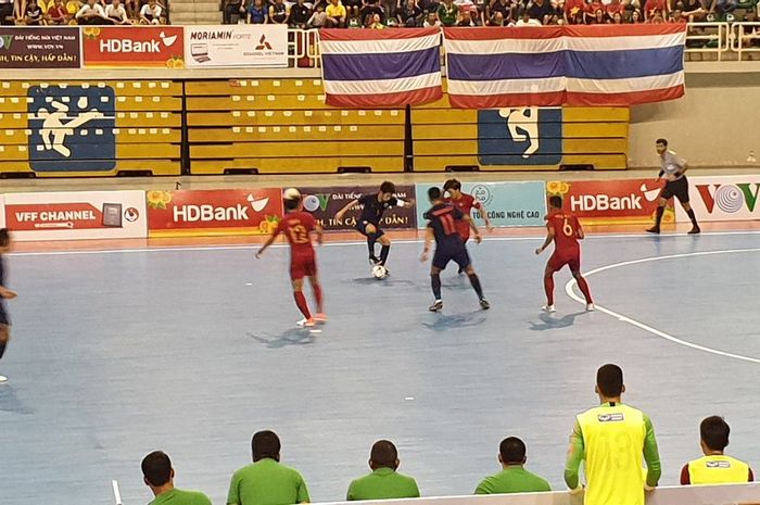 Pertandingan final Piala AFF Futsal 2019 antara timnas Indonesia dan Thailand di Phu Tho Stadium, Vietnam Minggu (27/10/2019).