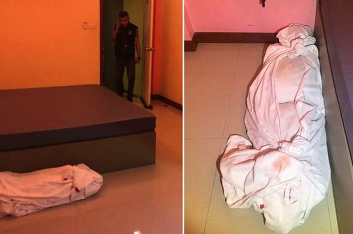 Bungkusan putih tergelatak di kamar hotel