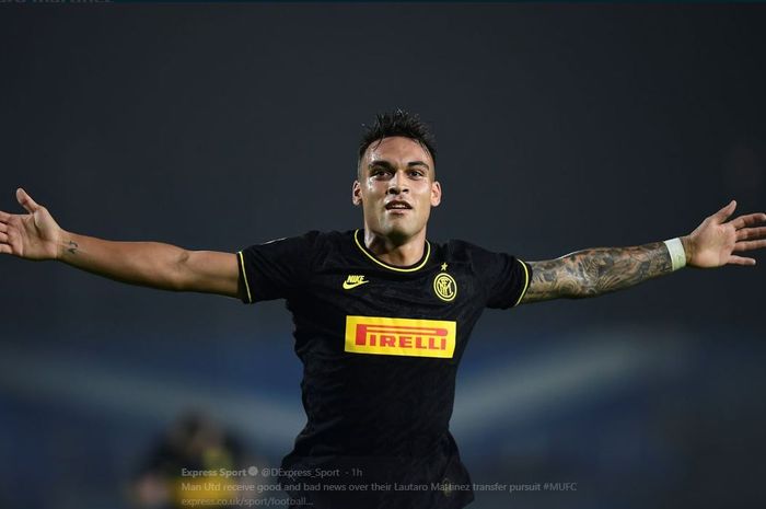 Penyerang Inter Milan, Lautaro Martinez, saat merayakan golnya.